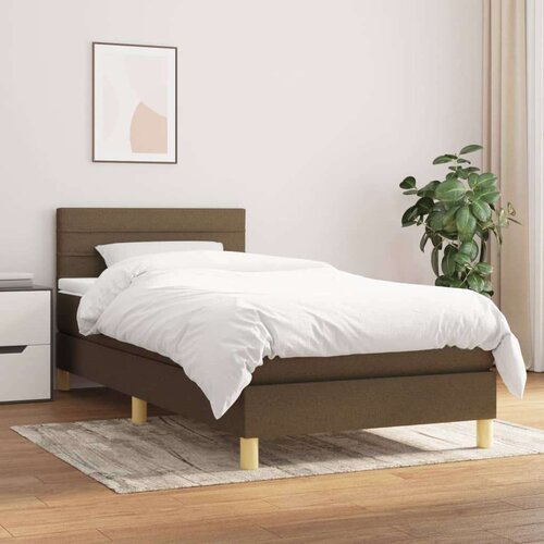 Box spring postelja z vzmetnico temno rjava 80x200 cm blago, (20901153) Slike