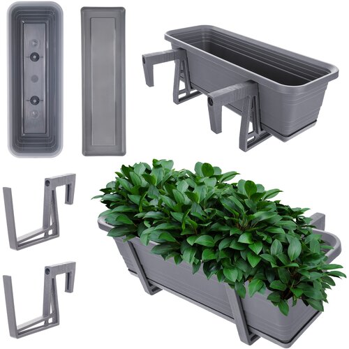 KADAX Balkonski cvetlični lonec, cvetlični lonec 50 cm, ročaji, stojalo, balkonska ograja, (5000353291) Slike