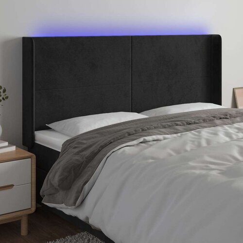 VidaXL LED uzglavlje crno 203 x 16 x 118/128 cm bar&amp;scaron;unasto Slike