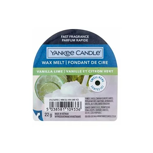 Yankee Candle Vanilla Lime vosek za aroma lučko 22 g unisex