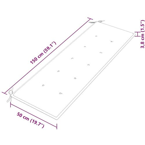VidaXL Klupa Batavia s jastukom boje vina 150 cm od masivne tikovine Slike