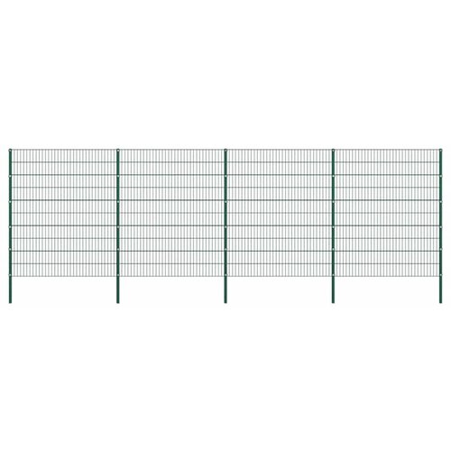  Ogradni panel sa stupovima od željeza 694,5 x 200 cm zelene boje Slike