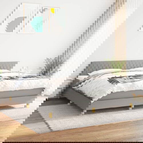  The Living Store Box spring postelja z vzmetnico svetlo siva 160x200 cm žamet - Box Spring Postelja, (21490590) Slike