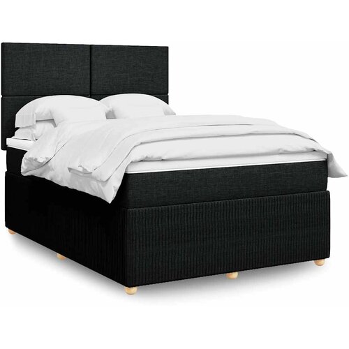  Krevet s oprugama i madracem crni 140 x 190 cm od tkanine Slike