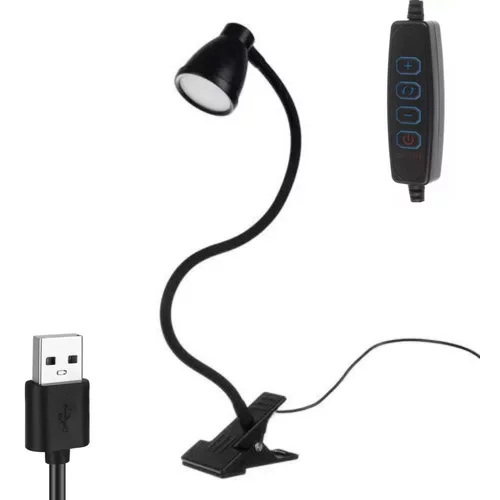 Iso USB LED namizna svetilka 5W 24LED 3 barve svetlobe s sponko črna
