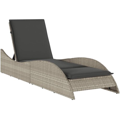 Maison Chic Ležalnik - Sončna ležalnik z blazino svetlo siv 60x205x73 cm poli ratan, (22042647) Cene