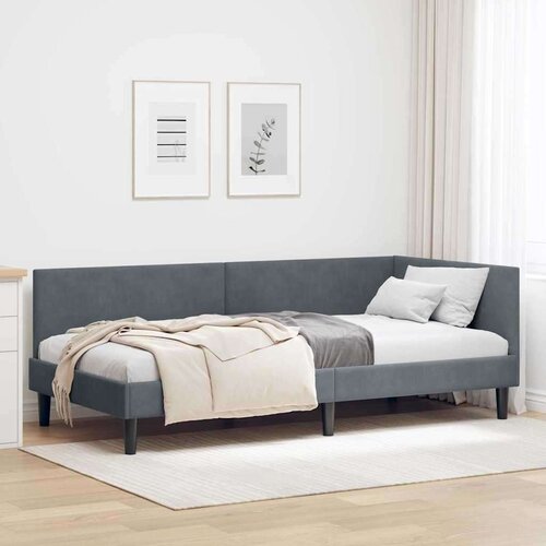 VidaXL Kutni okvir kreveta Ostalo s uzglavljem Tamno siva 100 x 200 cm Slike
