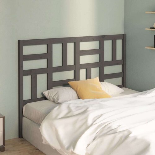 VidaXL uzglavlje za krevet sivo 126 x 4 x 104 cm od masivne borovine Slike
