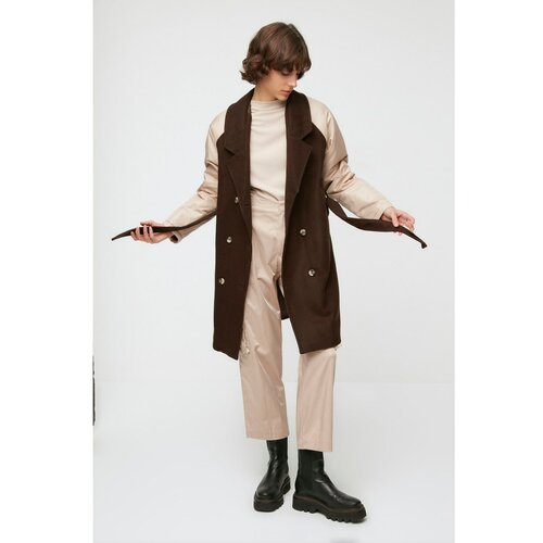 Trendyol Brown Quilted Sleeve Detailed Cachet Coat Slike