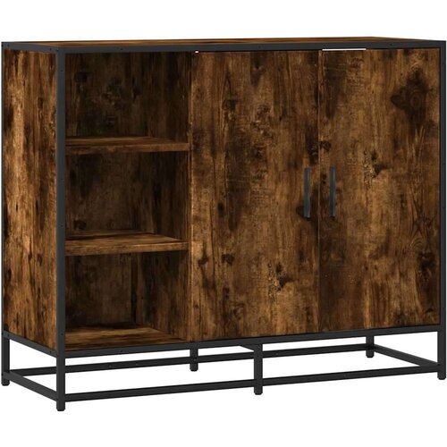 VidaXL Komoda dimljeni hrast 92x35x76 cm konstruirano drvo Slike