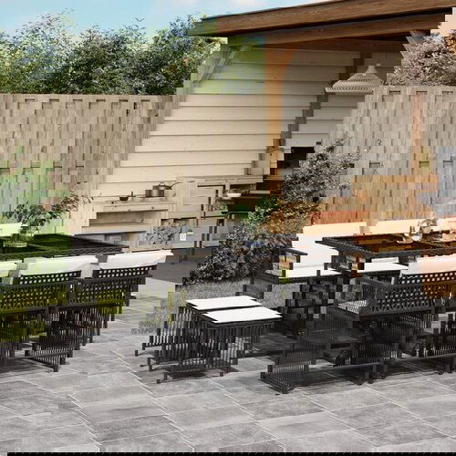 vidaXL Vrtna jedilna garnitura 11-delna z blazinami črna poli ratan Cene