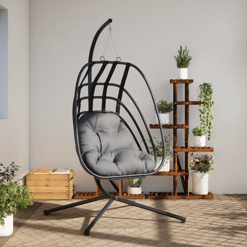  The Living Store Viseči stol jajček s stojalom antracit jeklo - Viseči Stol Jajček, (21497266) Cene