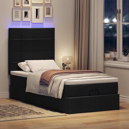 VidaXL Otomanski okvir kreveta s madraca crni 90x190cm od tkanine Slike