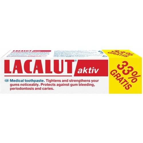 Lacalut aktiv pasta, 75 ml + 33% gratis Slike