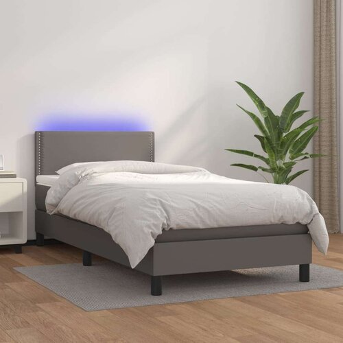  Box spring postelja z vzmetnico LED siva 80x200 cm umetno usnje, (20937670) Cene