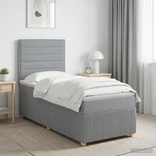  Boxspring krevet s madracem Svjetlosiva 100 x 200 cm Tkanina Cene