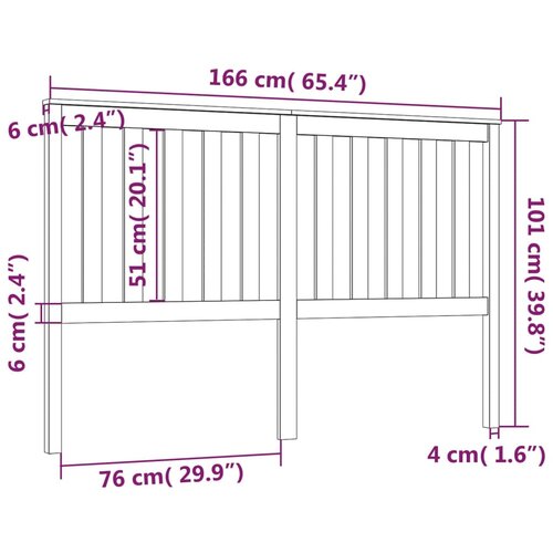  Uzglavlje za krevet crno 166 x 6 x 101 cm od masivne borovine Slike