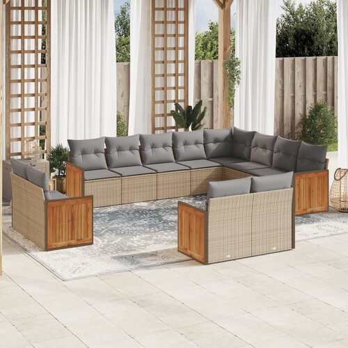 vidaXL 12-dijelni set vrtnih sofa od poliratana s jastucima bež Cijene