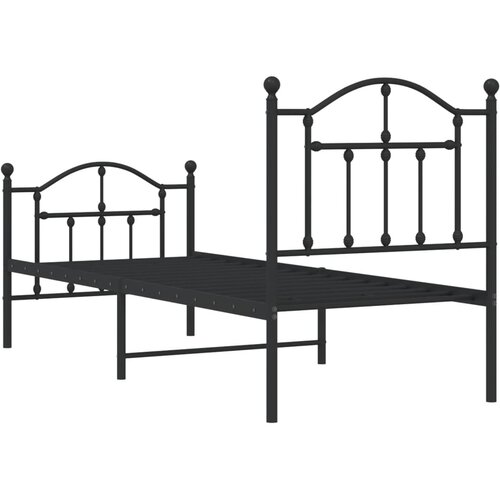  Metalni okvir kreveta uzglavlje i podnožje crni 75x190 cm Slike
