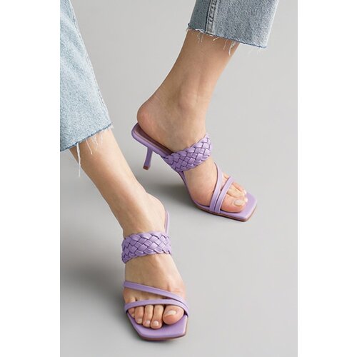 Mio Gusto Petra Lilac Color Women Heeled Slippers Shoes Slike