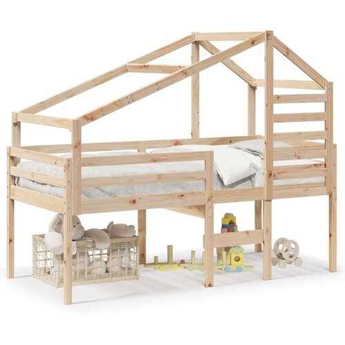 VidaXL Visoki krevet s krovom 75 x 190 cm od masivne borovine Slike