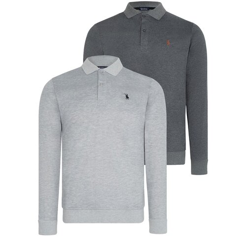 Dewberry DOUBLE SET V4007 MEN'S SWEATSHIRT-ANTHRACITE-GREY Cene
