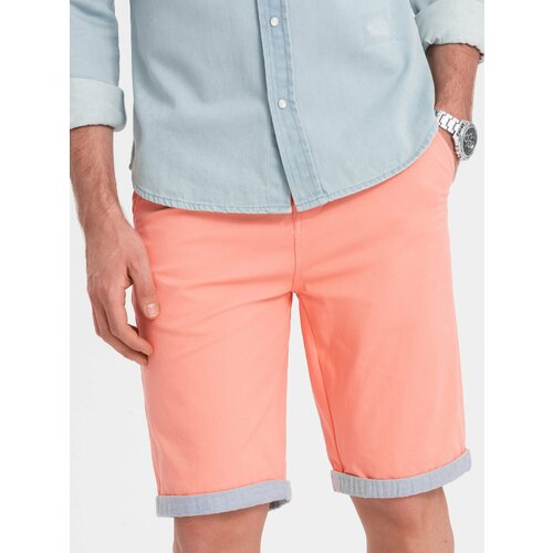 Ombre Men's chinos shorts with denim trim Slike
