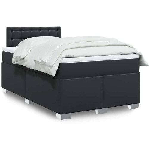  Krevet s oprugama i madracem crni 120 x 200 cm od umjetne kože Slike