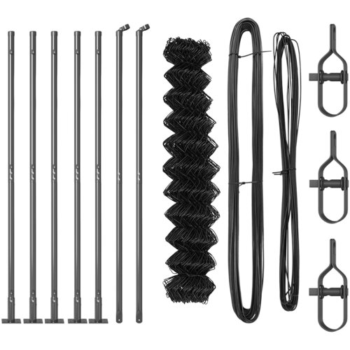 vidaXL Verižna ograja s 7 flanšnimi stebri 1x10 m galvanizirana jeklena Cene