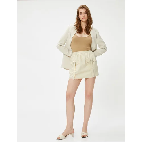 Koton Linen Mini Skirt with Cargo Pocket