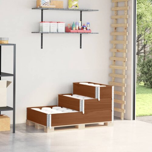 Furnova Visoka greda 3-nadstropna rjava 120x80 cm trdna borovina, (21920757) Slike