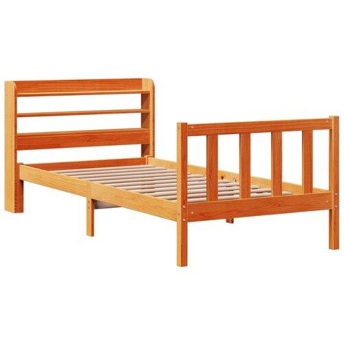 vidaXL Posteljni okvir z vzglavjem voščeno rjava 90x190 cm borovina, (21303506) Cene