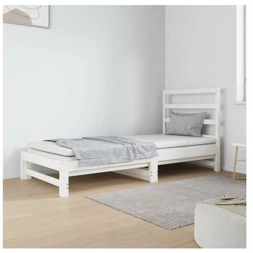  Izvlečna dnevna postelja bela 2x(90x190) cm trdna borovina