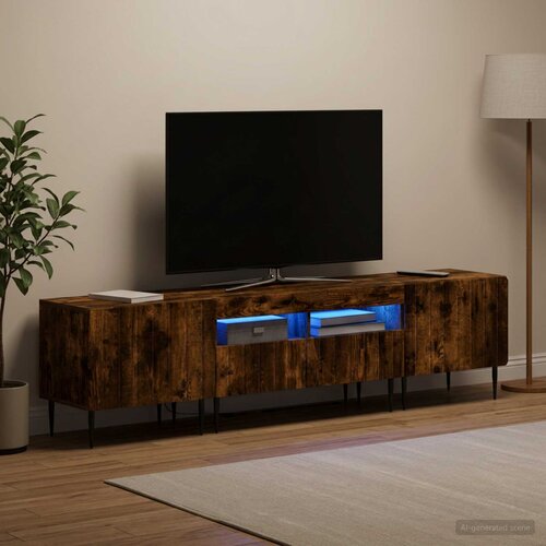  3-dijelni LED TV kabinet ZWOLLE Dimljeni hrast Slike
