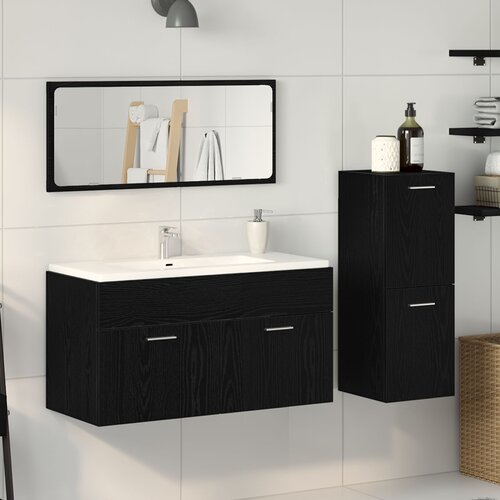 vidaXL Set namještaja za kupaonicu Set od 3 Crni hrast Cijene