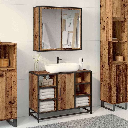 vidaXL set namje&scaron;taja za kupaonicu 2 pcs staro drvo 80 x 33 x 60 cm Cijene