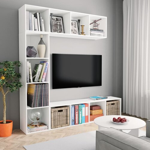  3-dijelni set ormarića za knjige/TV bijeli 180 x 30 x 180 cm Cijene