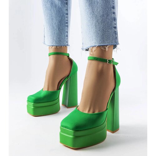 Gemre Green high block heel pumps Romines Cene