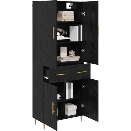  Highboard Crni hrast 69,5 x 34 x 180 cm Konstruirano drvo Slike