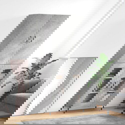 vidaXL Visoka komoda betonsko siva 69,5x34x180 cm inženirski les Cene