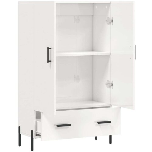VidaXL Visoka omara visok sijaj bela 69,5x31x115 cm inženirski les Slike