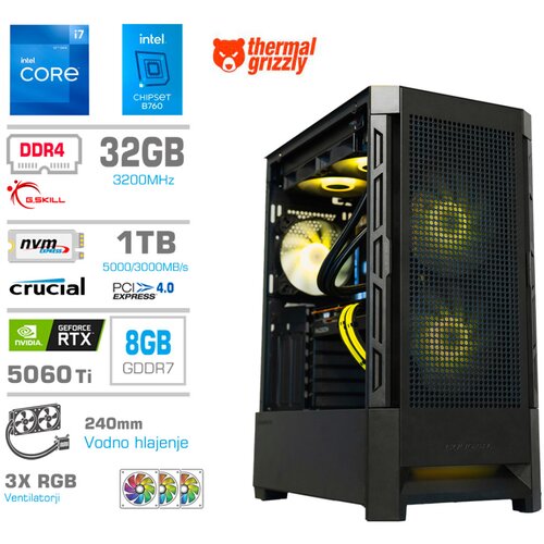 MEGA Računalnik MT S8 i7-12700K/RTX5060Ti/32GB/1TB/750W/Brez OS/črna RGB + Estetski napajalni kabli [Rumena / Črna], (5000264697) Cene