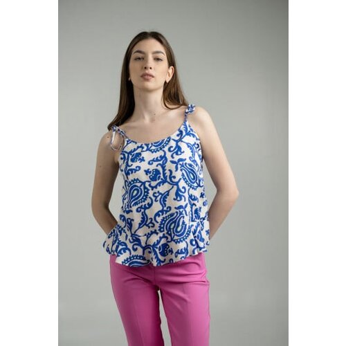 Legendww bluza sa plavo-belim printom i vezivanjem na ramenima Slike