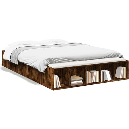  Okvir za krevet boja hrasta 135x190 cm konstruirano drvo Slike