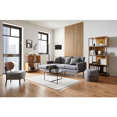 Bessagi Home regal geny, črna, barva hrasta Slike