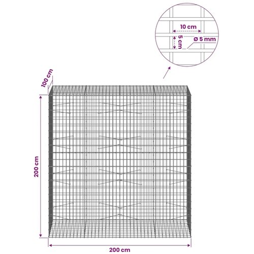  Gabion s žicom debljine 5 mm i mrežom 5x10 cm 200x100x200 cm - 100 cm 200 cm 200 cm Slike