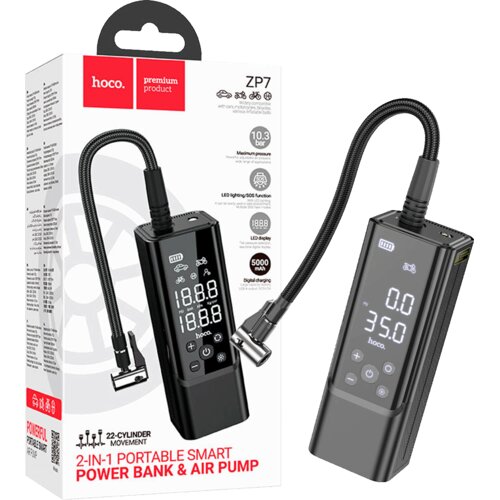 hoco. Kompresor pametni, 5000 mAh, LED displej, USB type C - ZP7 Maddy Cene