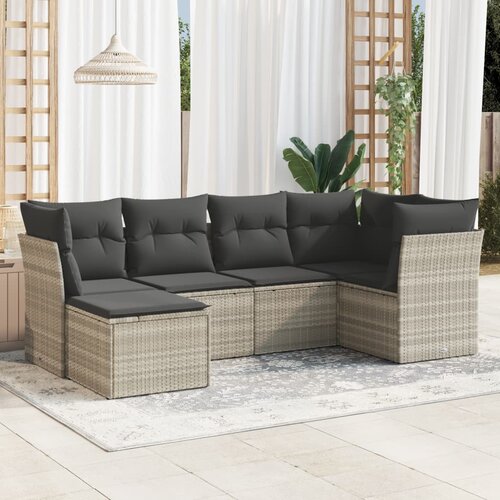 vidaXL 6-dijelni set vrtnih sofa od poliratana s jastucima svjetlosivi Cijene