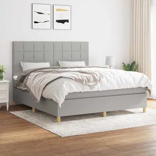The Living Store Box spring postelja z vzmetnico svetlo siva 160x200 cm žamet - Box Spring Postelja, (21437709) Slike