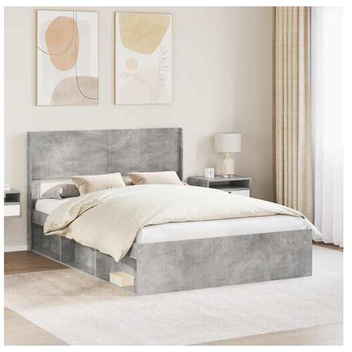 VidaXL Uzglavlje Betonska siva PB - Betonska siva 140 cm Slike